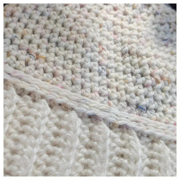 HANDMADE Crochet Confetti Fitted Beanie w/ Authentic Chanel Accent Button - Picture 3 of 4